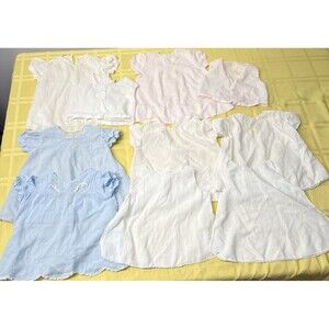 Lot Of 10 Vintage Antique Newborn Baby Dresses Embroidered Cotton Tops